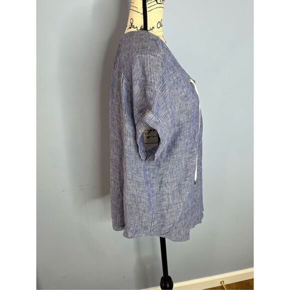 Rails Women’s Jeri White Stripe Lace Up Shirt Top Size Medium MSRP $168 - Picture 5 of 10